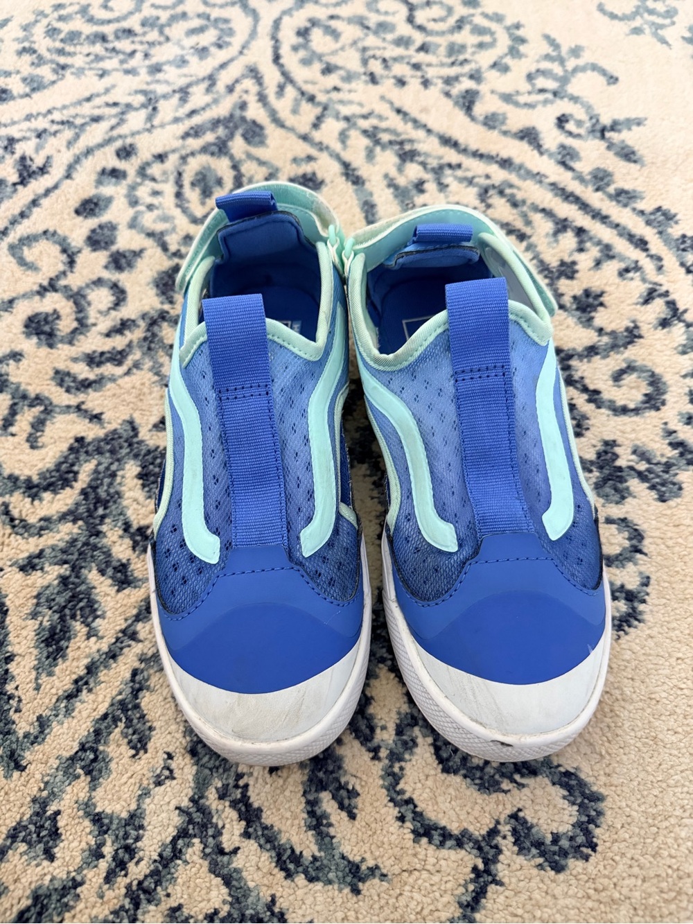 Vans Kids Slip-On Sneakers in Blue and Mint